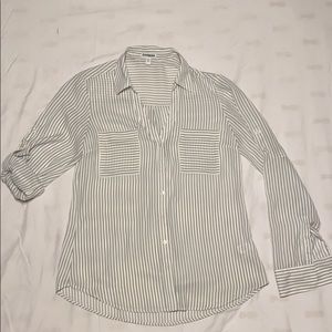Light blue pinstripe button up blouse